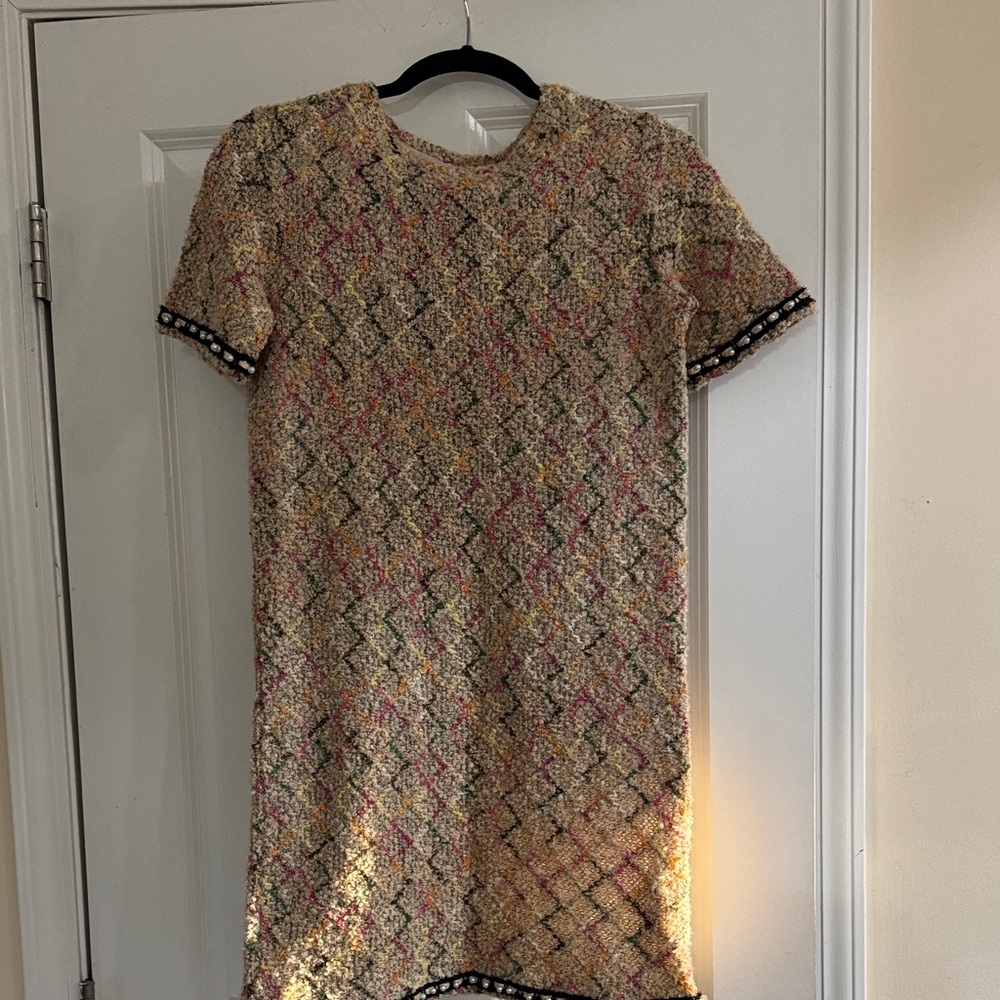 Zara Multicolor Tweed Mini Dress